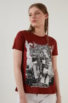 Lela Pamuklu Baskılı Bisiklet Yaka Kadın T Shirt 6001004 KİREMİT