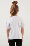 Lela Pamuklu Baskılı Kolları Fırfırlı Bisiklet Yaka Kız Çocuk T Shirt 6211019 BEYAZ