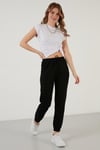 Lela Pamuklu Beli ve Paçası Lastikli Basic Jogger Bayan Eşofman Altı 5864171 SİYAH