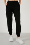 Lela Pamuklu Beli ve Paçası Lastikli Basic Jogger Bayan Eşofman Altı 5864171 SİYAH