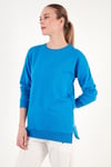 Lela Pamuklu Bisiklet Yaka Basic Örme Kadın Sweat 5863569 TURKUAZ