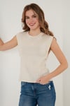 Lela Pamuklu Bisiklet Yaka Kolsuz Basic Bayan T Shirt 5864201 TAŞ