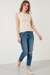 Lela Pamuklu Bisiklet Yaka Kolsuz Basic Bayan T Shirt 5864201 TAŞ