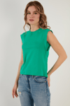 Lela Pamuklu Bisiklet Yaka Kolsuz Basic Bayan T Shirt 5864201 BENETTON