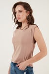 Lela Pamuklu Bisiklet Yaka Kolsuz Basic Kadın T Shirt 5864201 BİSKÜVİ
