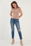 Lela Pamuklu Bisiklet Yaka Kolsuz Basic Kadın T Shirt 5864201 BİSKÜVİ