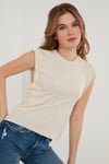 Lela Pamuklu Bisiklet Yaka Kolsuz Basic Bayan T Shirt 5864201 TAŞ