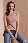 Lela Pamuklu Bisiklet Yaka Kolsuz Basic Kadın T Shirt 5864201 BİSKÜVİ