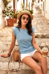 Lela Pamuklu Bisiklet Yaka Kolsuz Kadın T Shirt 5864019 BEBE MAVİ