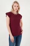 Lela Pamuklu Bisiklet Yaka Kolsuz Kadın T Shirt 5864019 BORDO