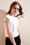 Lela Pamuklu Bisiklet Yaka Kolsuz Kadın T Shirt 5864019 BEYAZ