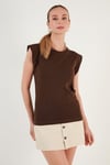 Lela Pamuklu Bisiklet Yaka Kolsuz Kadın T Shirt 5864019 KAHVE