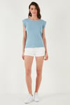 Lela Pamuklu Bisiklet Yaka Kolsuz Kadın T Shirt 5864019 BEBE MAVİ