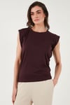 Lela Pamuklu Bisiklet Yaka Kolsuz Kadın T Shirt 5864019 VİŞNE