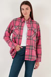 Lela Pamuklu Cepli Ekoseli Regular Fit Oduncu Bayan Gömlek CF24W167259 FUŞYA