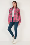 Lela Pamuklu Cepli Ekoseli Regular Fit Oduncu Bayan Gömlek CF24W167259 FUŞYA