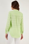 Lela Pamuklu Çift Cepli Slim Fit Katlanabilir Kollu İnce Bayan Gömlek 514257518 FISTIK YEŞİL