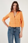 Lela Pamuklu Çift Cepli Slim Fit Katlanabilir Kollu İnce Bayan Gömlek 514257520 ORANGE