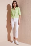 Lela Pamuklu Çift Cepli Slim Fit Katlanabilir Kollu İnce Bayan Gömlek 514257518 FISTIK YEŞİL