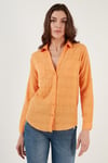 Lela Pamuklu Çift Cepli Slim Fit Katlanabilir Kollu İnce Bayan Gömlek 514257520 ORANGE