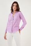 Lela Pamuklu Çift Cepli Slim Fit Katlanabilir Kollu İnce Bayan Gömlek 514257517 LİLA