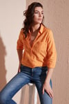 Lela Pamuklu Çift Cepli Slim Fit Katlanabilir Kollu İnce Bayan Gömlek 514257520 ORANGE