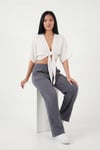 Lela Pamuklu Comfort Fit Bağlamalı Yarasa Kol Bayan Bolero 5866354 EKRU