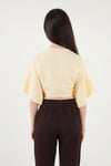 Lela Pamuklu Comfort Fit Bağlamalı Yarasa Kol Bayan Bolero 5866354 SARI