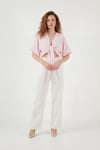 Lela Pamuklu Comfort Fit Bağlamalı Yarasa Kol Bayan Bolero 5866354 PEMBE