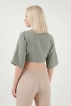 Lela Pamuklu Comfort Fit Bağlamalı Yarasa Kol Bayan Bolero 5866354 Olive