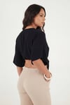 Lela Pamuklu Comfort Fit Bağlamalı Yarasa Kol Kadın Bolero 5866354 SİYAH