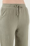 Lela Pamuklu Comfort Fit Yüksek Bel Geniş Paça Bayan Pantolon 668YP5540 AÇIK HAKİ