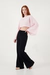 Lela Pamuklu Comfort Fit Yüksek Bel Geniş Paça Bayan Pantolon 668YP5540 SİYAH