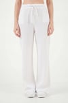 Lela Pamuklu Comfort Fit Yüksek Bel Geniş Paça Bayan Pantolon 668YP5540 BEYAZ