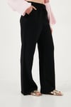 Lela Pamuklu Comfort Fit Yüksek Bel Geniş Paça Bayan Pantolon 668YP5540 SİYAH