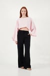 Lela Pamuklu Comfort Fit Yüksek Bel Geniş Paça Bayan Pantolon 668YP5540 SİYAH