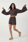 Lela Pamuklu Comfort Fit Yuvarlak Yaka Şortlu Müslin Bayan Takım 5866317 KAHVE