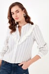 Lela Pamuklu Dantel Detaylı Regular Fit Bayan Gömlek 611GO00150 İNDİGO