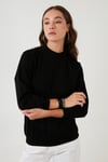Lela Pamuklu Dik Yaka Basic Örme Bayan Sweat 5863323 SİYAH