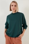 Lela Pamuklu Dik Yaka Basic Örme Bayan Sweat 5863323 NEFTİ