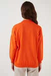 Lela Pamuklu Dik Yaka Basic Örme Bayan Sweat 5863323 ORANJ