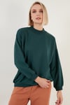 Lela Pamuklu Dik Yaka Basic Örme Bayan Sweat 5863323 NEFTİ