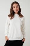 Lela Pamuklu Dik Yaka Basic Örme Bayan Sweat 5863323 EKRU