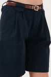 Lela Pamuklu Loose Fit Pileli Kemerli Bermuda Bayan Şort 668YP5439 LACİVERT