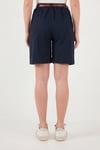 Lela Pamuklu Loose Fit Pileli Kemerli Bermuda Bayan Şort 668YP5439 LACİVERT