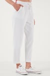 Lela Pamuklu Normal Bel Regular Fit Düz Paça Bayan Pantolon 668YP42282S4 BEYAZ