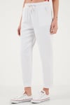 Lela Pamuklu Normal Bel Regular Fit Düz Paça Bayan Pantolon 668YP42282S4 BEYAZ