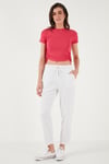 Lela Pamuklu Normal Bel Regular Fit Düz Paça Bayan Pantolon 668YP42282S4 BEYAZ