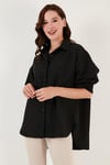 Lela Pamuklu Oversize Dokuma Bayan Gömlek 6234760 SİYAH