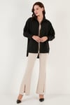 Lela Pamuklu Oversize Dokuma Bayan Gömlek 6234760 SİYAH
